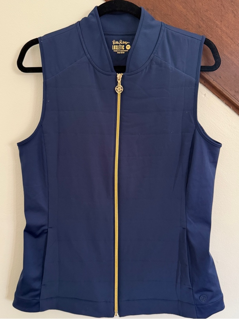 Lilly Pulitzer Navy Sleeveless Zip Performance vest with Gold Hardware